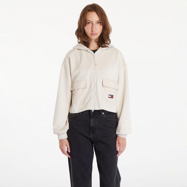 Mikina Tommy Jeans W RLX Crop Fabric Mix Hoodie Newsprint M