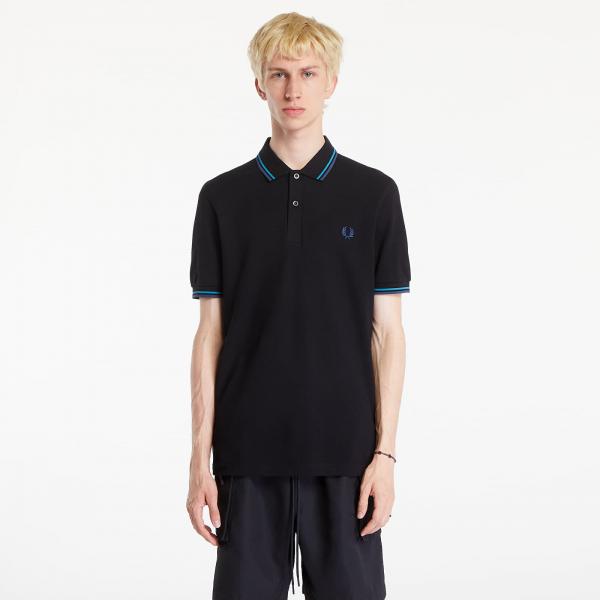 Tričko FRED PERRY The Twin Tipped Polo T-Shirt Black/ Cybl/ Midnight Blue XL