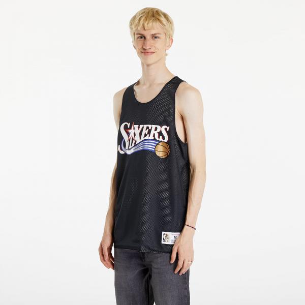 Dres Mitchell & Ness NBA Reversible Mesh Practice Tank Vintage Logo Philadelphia 76Ers Black L