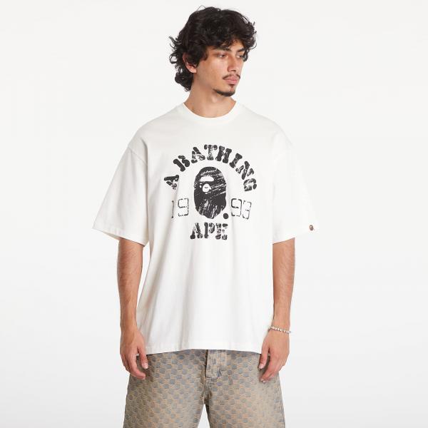 Tričko A BATHING APE Screen Print College Relaxed Fit Short Sleeve Tee Ivory XXL
