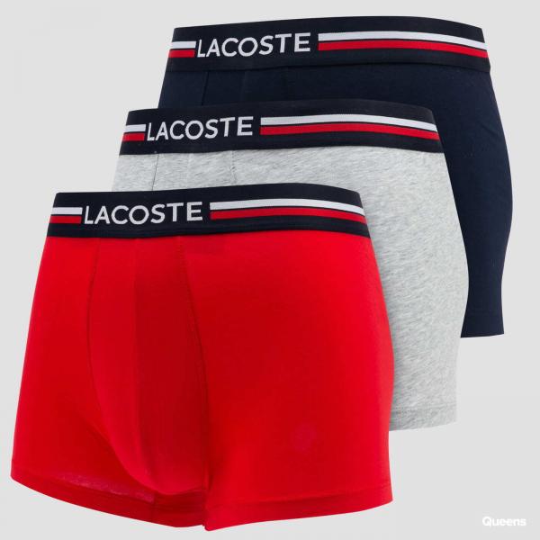 Boxerky LACOSTE Iconic Cotton Stretch Boxers 3-Pack Red/ Melange Grey/ Navy M
