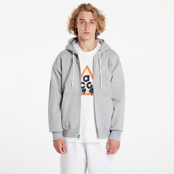 Mikina Nike Solo Swoosh Men's Full-Zip Hoodie Dark Grey Heather/ White L