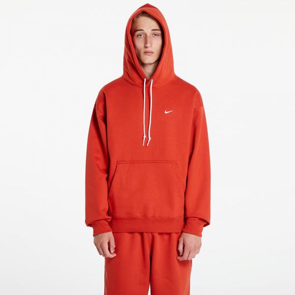 Mikina Nike Solo Swoosh Men's Fleece Pullover Hoodie Dragon Red/ White XS