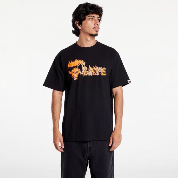 Tričko A BATHING APE Flame Ape Face Tee Black/ Red XXL