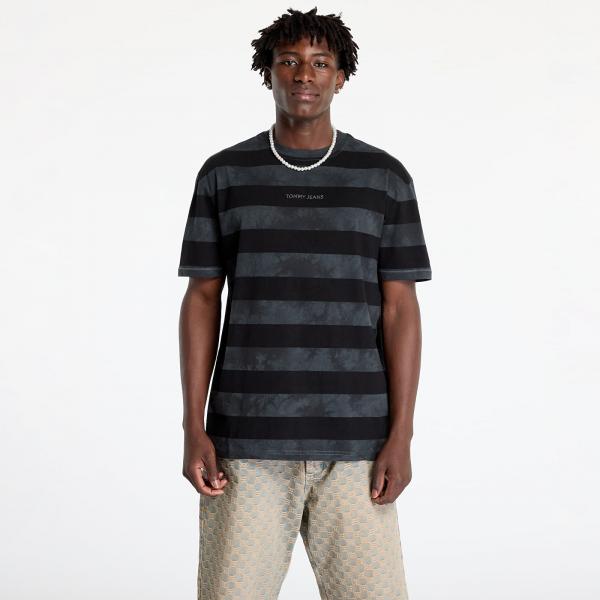 Tričko Tommy Jeans Regular Classic Short Sleeve Tee Black/ New Charcoal Stripe M