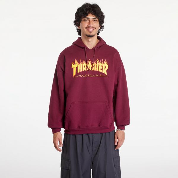 Mikina Thrasher Flame Logo Hood Dark Wine S