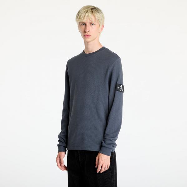 Tričko Calvin Klein Jeans Badge Waffle Longsleeve Tee Ebony XXL