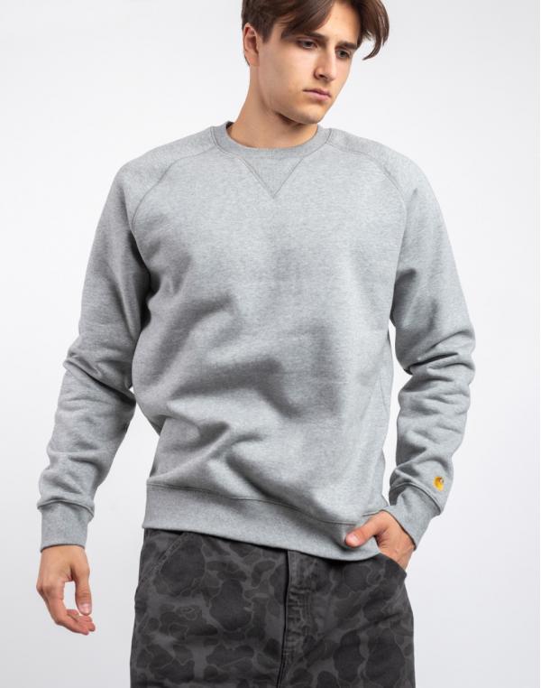 Carhartt WIP Chase Sweat Grey Heather / Gold S