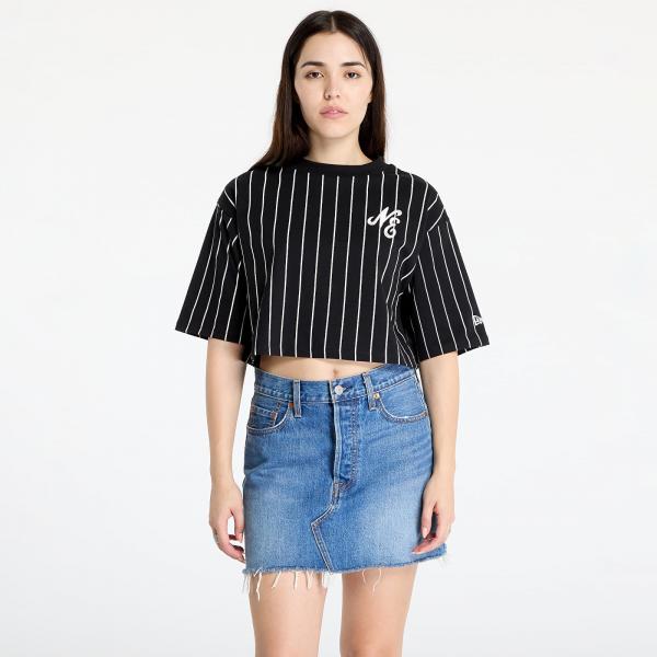 Tričko New Era Pinstripe Crop Tee Black/ Off White L