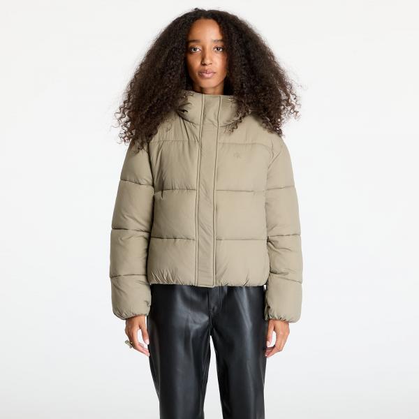 Bunda Calvin Klein Jeans Logo Short Hooded Puffer Jacket Gray S