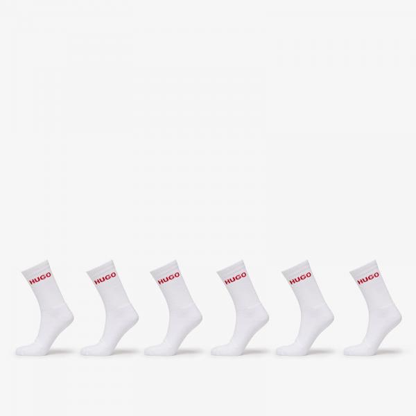 Ponožky Hugo Boss Rib Logo Sock 6-Pack White 43-46