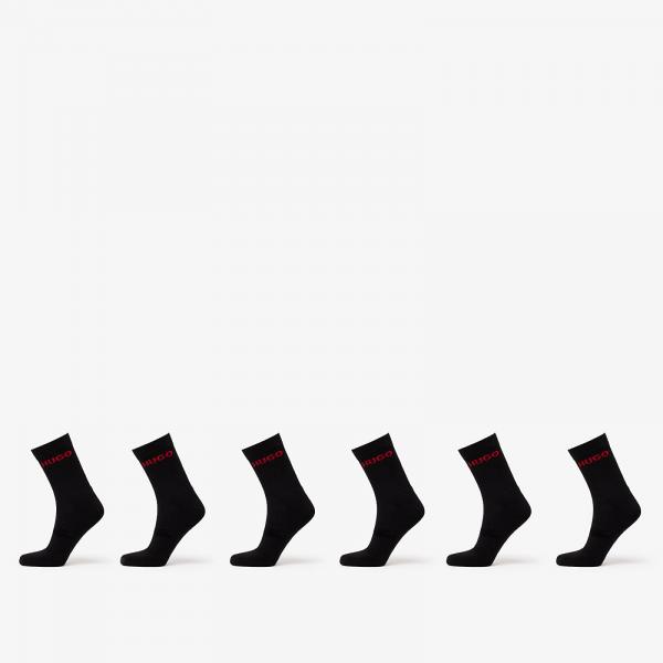 Ponožky Hugo Boss Rib Logo Sock 6-Pack Black 43-46