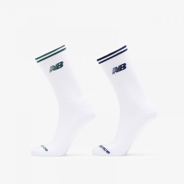 New Balance Running Stripe Midcalf Socks 2-Pack White M