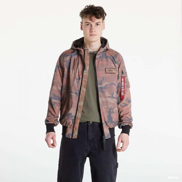 Větrovka Alpha Industries MA-1 LW Hoode Refl. Camo Brown XL