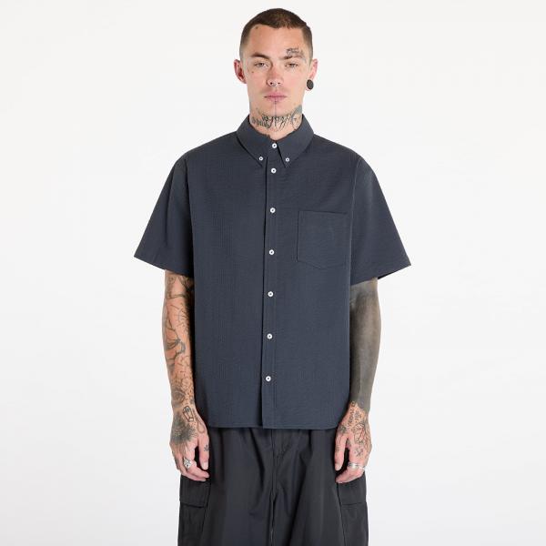 Košile Nike Life Men's Short-Sleeve Seersucker Button-Down Shirt Anthracite/ Anthracite M