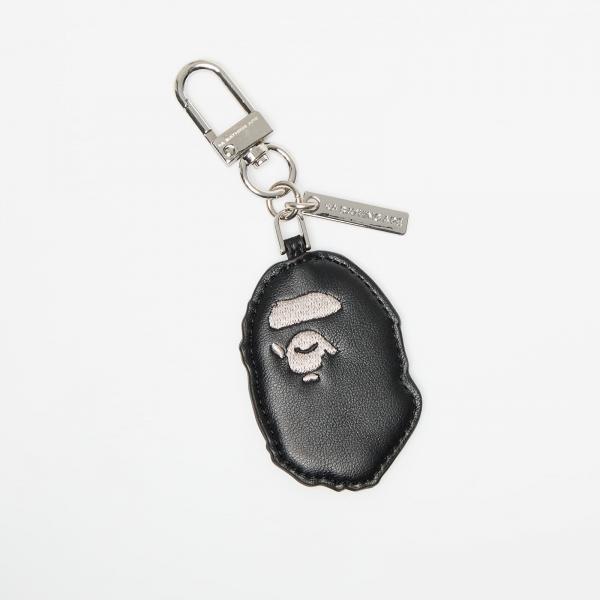 A BATHING APE Ape Head Pu Leather Keychain M Black Universal
