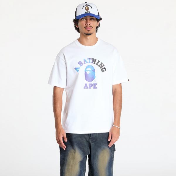 Tričko A BATHING APE Tie Dye College Tee White/ Black XXXL