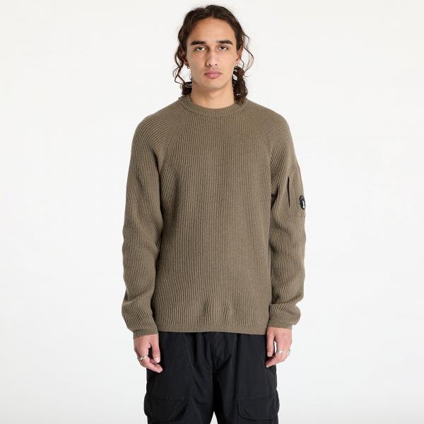 Svetr C.P. Company Lambswool Grs Crew Neck Full Knit Black/ Walnut XXL