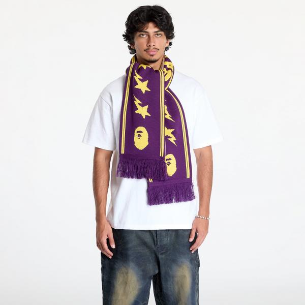 Šála A BATHING APE Jacquard Bape Logo Long Scarf M Purple Universal
