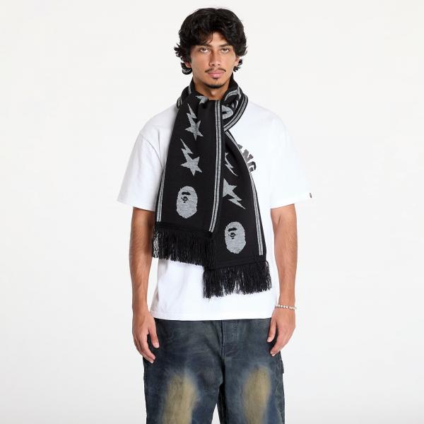 Šála A BATHING APE Jacquard Bape Logo Long Scarf M Black Universal