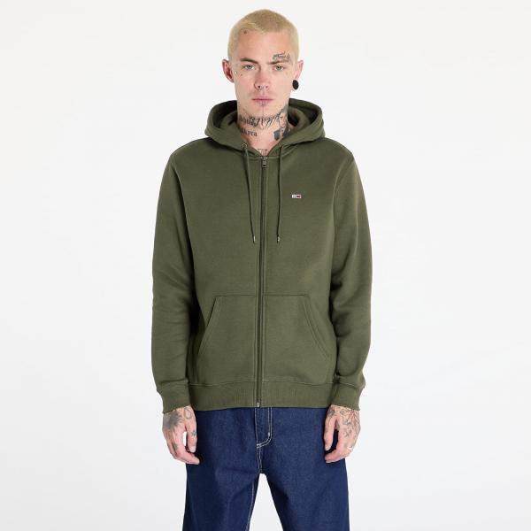 Mikina Tommy Jeans Regular Flag Zip Through Hoodie Fatique Green S