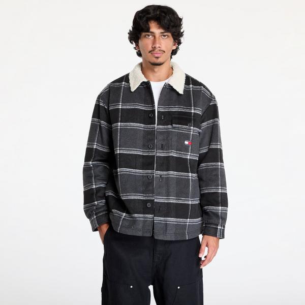 Bunda Tommy Jeans Check Sherpa Overshirt Black Check M