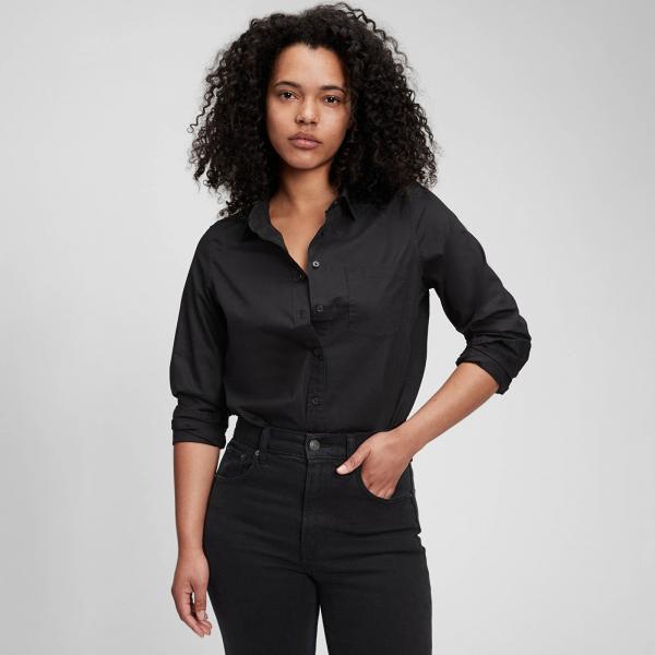 Košile GAP Perfect Shirt True Black XXS