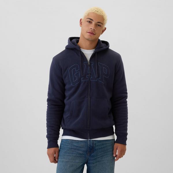 Mikina GAP Logo Fullzip Sherpa Hoodie Navy Uniform S