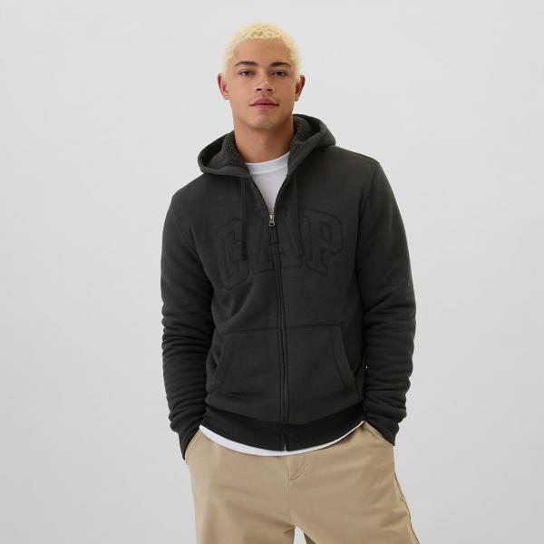 Mikina GAP Logo Fullzip Sherpa Hoodie Moonless Night M