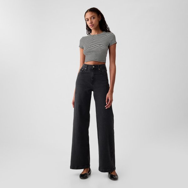 Džíny GAP Stride Denim Pants Washed Black W31