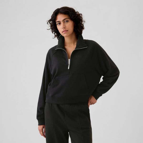 Mikina GAP Logo Quarter Zip True Black L