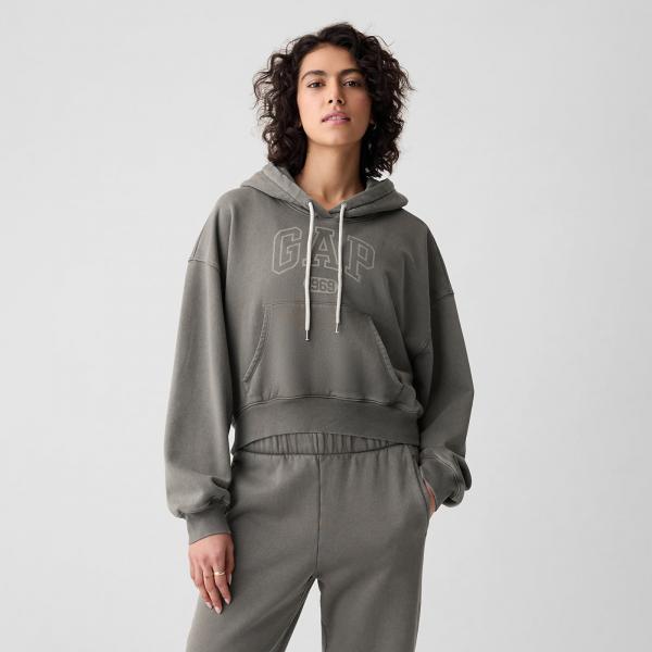 Mikina GAP Logo Pullover Hoodie Greenish Grey XS