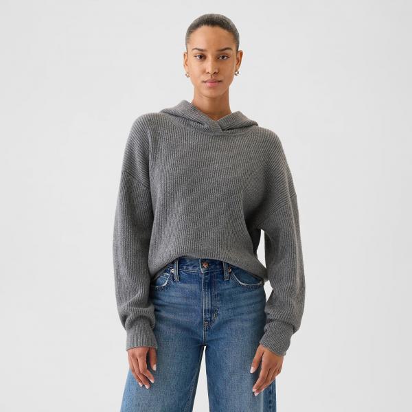 Mikina GAP Cashsoft Shaker Hoodie Charcoal Heather M