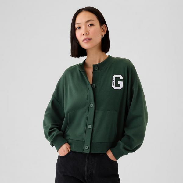 Mikina GAP Logo Crew Cardigan Essex Green M