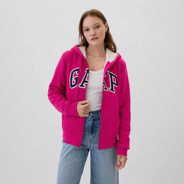 Mikina GAP Logo Sherpa Fullzip Hoodie Bright Beet S