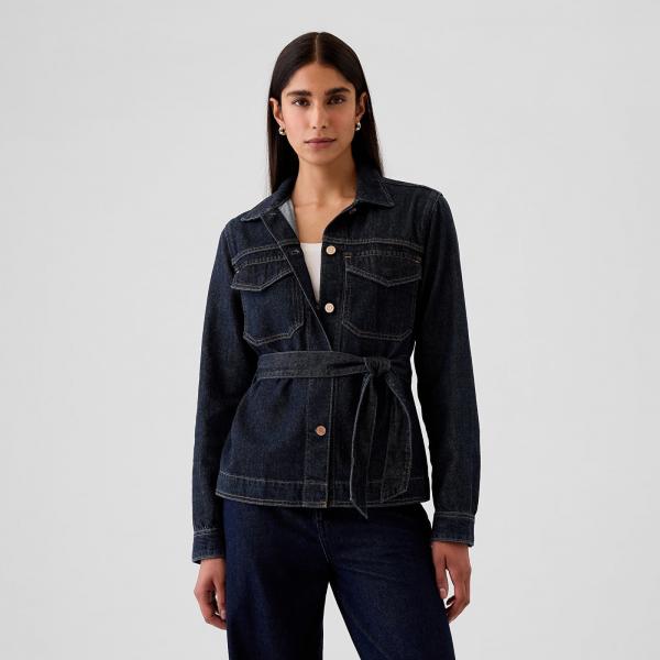 Bunda GAP Belted Featherweight Jacket Dark Wash Indigo L