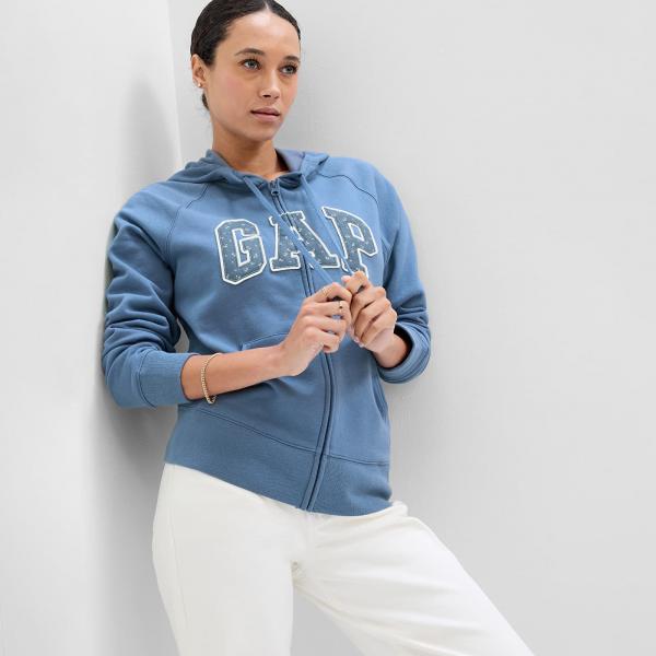 Mikina GAP Logo Fullzip Hoodie Bainbridge Blue Flora XXS
