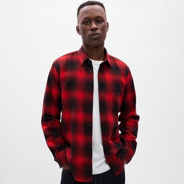 Košile GAP Flannel Shirt Red Black Plaid M