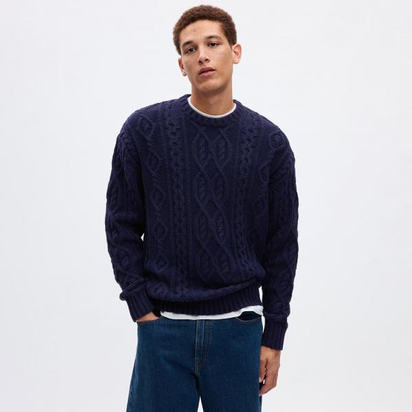 Svetr GAP Cable Crew Navy Uniform XS