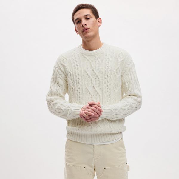 Svetr GAP Cable Crew Chalk M