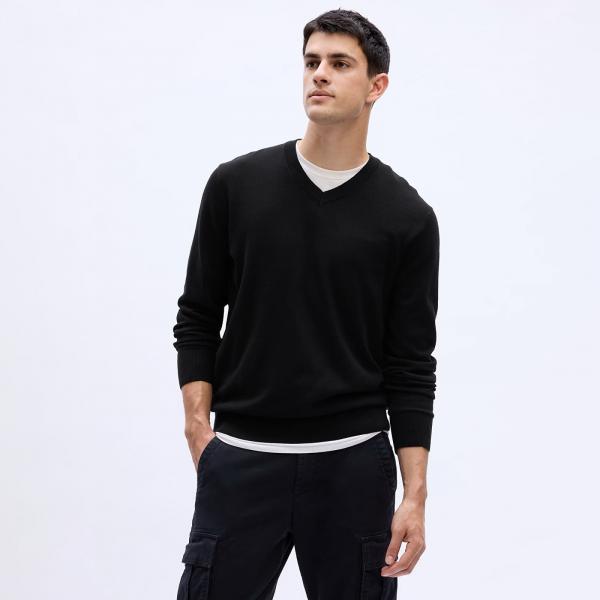 Svetr GAP Cotton V Neck Sweater Black S