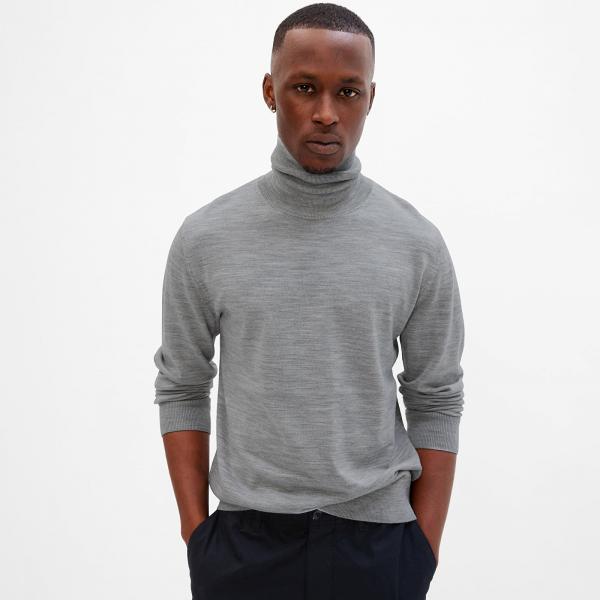 Svetr GAP Merino T Neck Sweater Light Grey Heather L