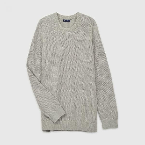 Svetr GAP Crew Texture Light Grey Heather M
