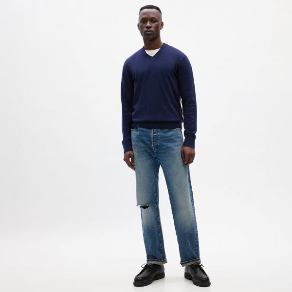 Svetr GAP Cotton V Neck Sweater Navy Uniform S