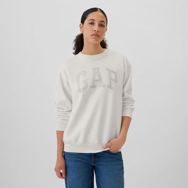 Mikina GAP Logo Crew White Rhinestone M