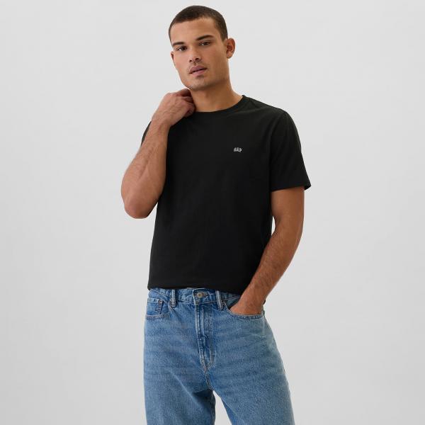 Tričko GAP Micro Logo Crew True Black S