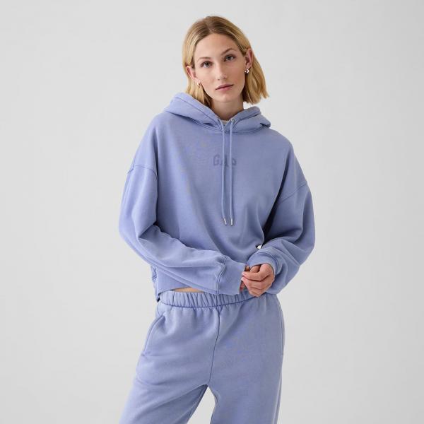 Mikina GAP Logo Abbreviated Hoodie Larkspur Wash M