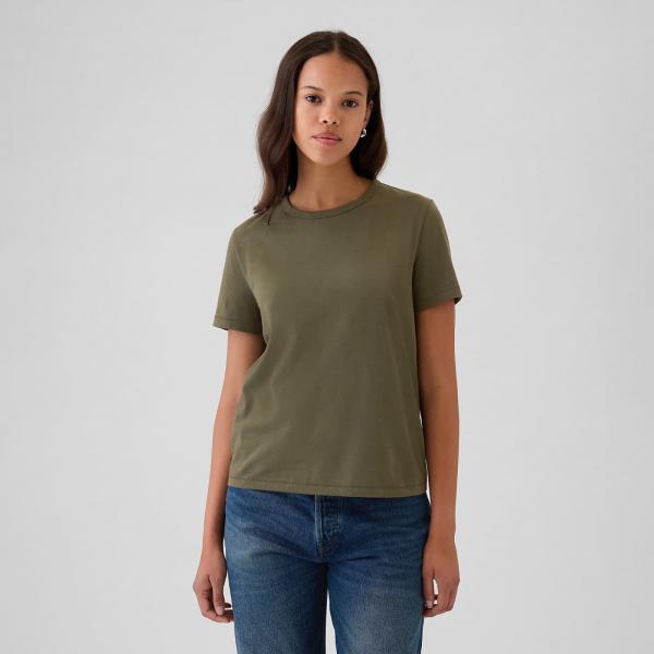 Tričko GAP Shortsleeve Vneck Olive Night S