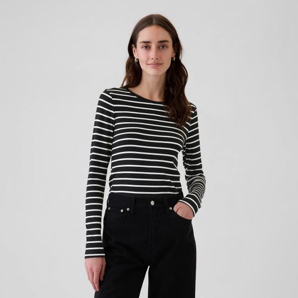 Tričko GAP Modal Crew Black White Stripe M