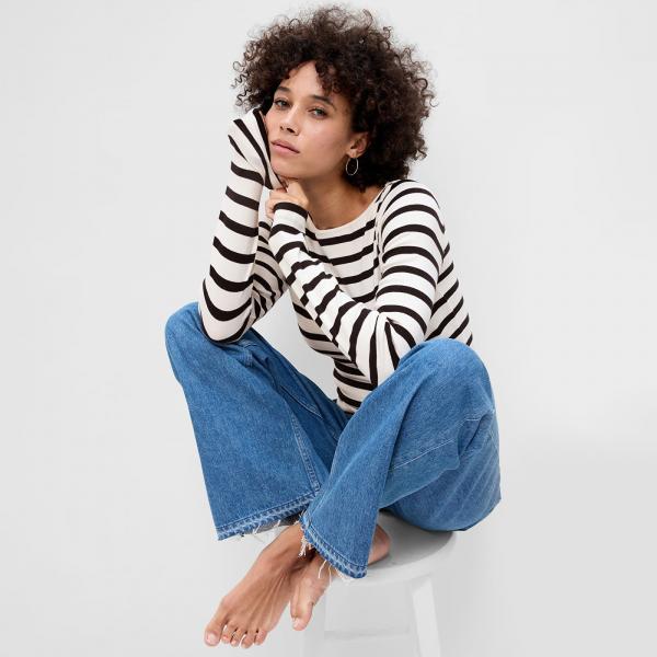 Tričko GAP Modal Bateau Navy White Stripe XS